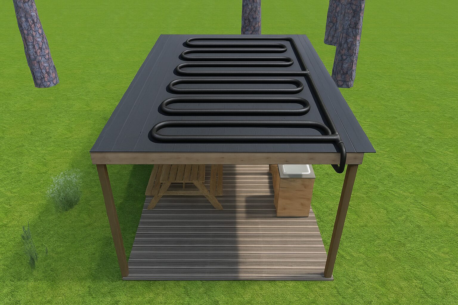 sanitaire-individuel-pour-camping-glampisun. Sanitaire individuel pour campeurs, module compact en bois conçu pour tous types de campings en France