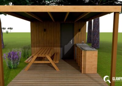 Sanitaire individuel pour camping – Solution modulaire et autonome pour l’aménagement de vos espaces extérieurs.