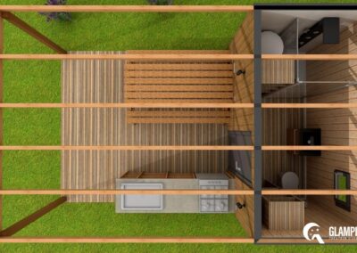 Sanitaire individuel pour camping – Vue d'ensemble d'une solution modulaire et autonome pour vos projets d'aménagement extérieur.