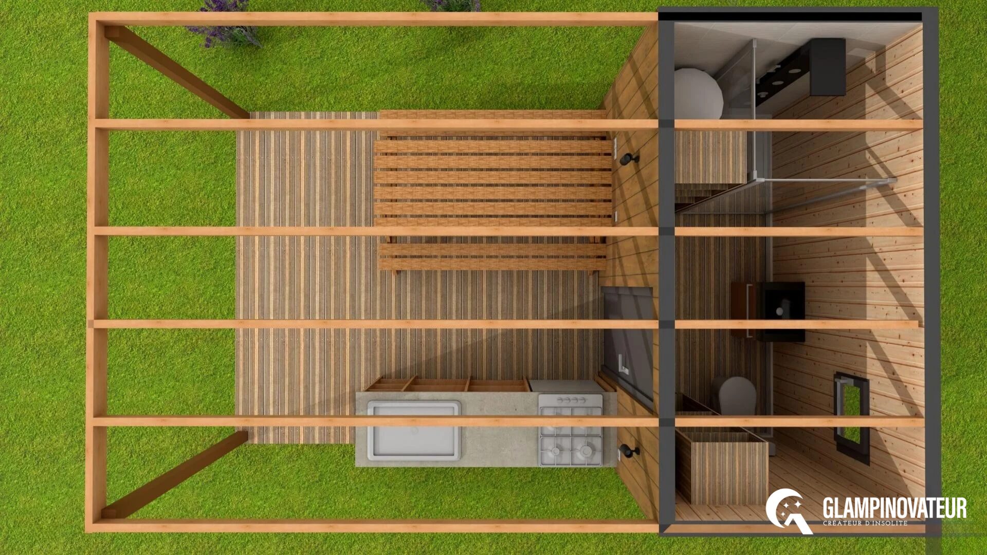 Sanitaire individuel pour camping – Vue d'ensemble d’une solution modulaire et pratique pour l’aménagement extérieur. Sanitaire individuel pour camping – Vue d'ensemble d'une solution modulaire et autonome pour vos projets d'aménagement extérieur.