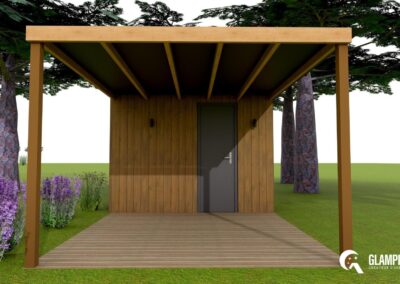 Sanitaire modulaire pour camping – Un espace individuel pratique et autonome, parfait pour vos projets d'aménagement en plein air.