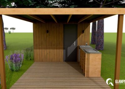 Sanitaire individuel modulaire pour camping – Solution pratique et éco-responsable, conçu par Glampinovateur pour le confort en plein air.