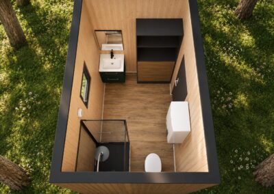 Sanitaire individuel pour camping et glamping clé en main – vue de dessus